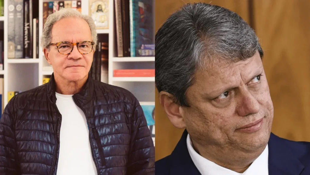 O empresário Nelson Tanure, apontado como sócio oculto do Banco Master e Tarcísio de Freitas, governador de São Paulo