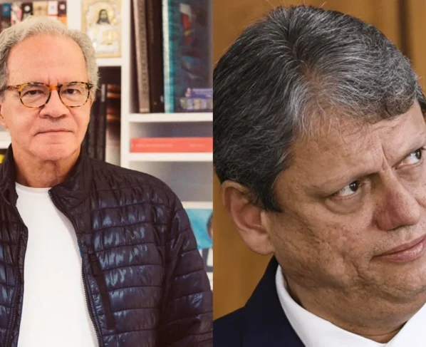 O empresário Nelson Tanure, apontado como sócio oculto do Banco Master e Tarcísio de Freitas, governador de São Paulo